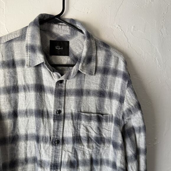 Rails Shirt Mens Medium Gray Plaid Lennox Metallic Storm Heather Button Flannel - Picture 2 of 8
